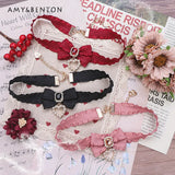 Lady Bow Rhinestone Pearl Necklace Japanese Sweet Collar Ornament