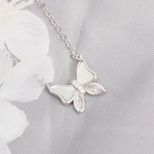 Lady Butterfly Necklace Natural Mother of Pearl Sterling Silver 925