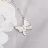 Lady Butterfly Necklace Natural Mother of Pearl Sterling Silver 925