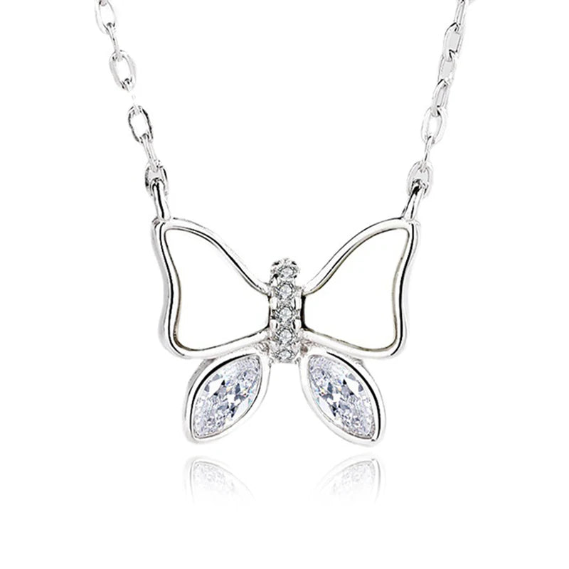 Lady Butterfly Necklace Natural Mother of Pearl Sterling Silver 925