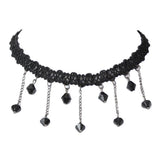 Gothic Women Chokers Beads Bow Flowers Crown Tassels