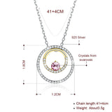 Lady Party 925 Silver Necklace Fine Crystal CZ Pendants Hoops Stitching Colors