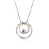 Lady Party 925 Silver Necklace Fine Crystal CZ Pendants Hoops Stitching Colors