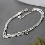 925 Silver Lady Retro Multilayer Bracelet Hand Chain Fine Jewelry