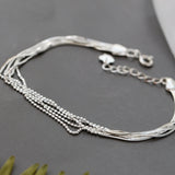 925 Silver Lady Retro Multilayer Bracelet Hand Chain Fine Jewelry