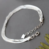 925 Silver Lady Retro Multilayer Bracelet Hand Chain Fine Jewelry