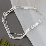 925 Silver Lady Retro Multilayer Bracelet Hand Chain Fine Jewelry