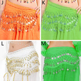 Belly Dance Hip Scarf 3 Row Belt With Tone Coins Waist Chain Wrap