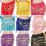 Belly Dance Hip Scarf 3 Row Belt With Tone Coins Waist Chain Wrap