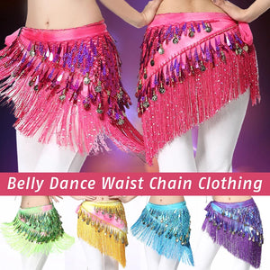 3 Row Belly Dance Hip Scarf with Tone Coins Waist Chain