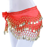 Belly Dance Hip Scarf 3 Row Belt Skirt with Coins Waist Chain