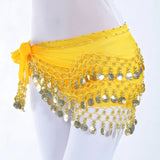 Belly Dance Hip Scarf 3 Row Belt Skirt with Coins Waist Chain