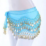 Belly Dance Hip Scarf 3 Row Belt Skirt with Coins Waist Chain
