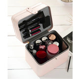 Lady Women 2-layer PU Leather Cosmetic Jewelry Storage