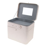 Lady Women 2-layer PU Leather Cosmetic Jewelry Storage