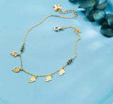 925 Sterling Silver Golden Leaf Anklet Bracelet GTLS578