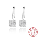 925 Sterling Silver Square Diamond Earrings Wedding Jewelry