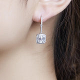 925 Sterling Silver Square Diamond Earrings for Women