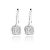 925 Sterling Silver Square Diamond Earrings for Women