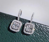 925 Sterling Silver Square Diamond Earrings Wedding Jewelry
