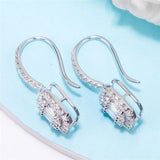 925 Sterling Silver Square Diamond Earrings Wedding Jewelry