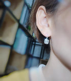 925 Sterling Silver Square Diamond Earrings Wedding Jewelry