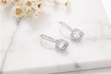 925 Silver Square SONA Diamond Earrings Wedding Jewelry