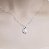 925 Silver Necklace Square SONA Diamond Wedding Jewelry