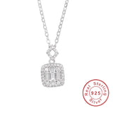 925 Silver Necklace Square SONA Diamond Wedding Jewelry