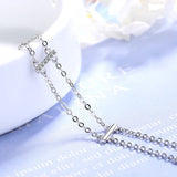 925 Sterling Silver Multi-Rows Double layers Geometric Sticks Bar Chain Bracelet