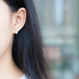 925 Silver Shell Pearl Geometric Stud Earrings C-E3159