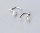 925 Silver Shell Pearl Geometric Stud Earrings C-E3159