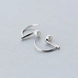 925 Silver Shell Pearl Geometric Stud Earrings C-E3159