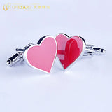 Red Heart Cufflink Enamel Buttons Sleeves Cuff Links For Women