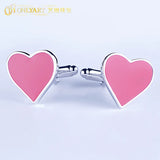 Red Heart Cufflink Enamel Buttons Sleeves Cuff Links For Women