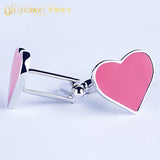 Red Heart Cufflink Enamel Buttons Sleeves Cuff Links For Women