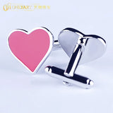 Red Heart Cufflink Enamel Buttons Sleeves Cuff Links For Women