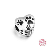 S925 Sterling Silver Beads Pet Footprint Jewelry Charm