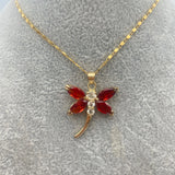 Dragonfly PINK Zircon Pendant Necklace