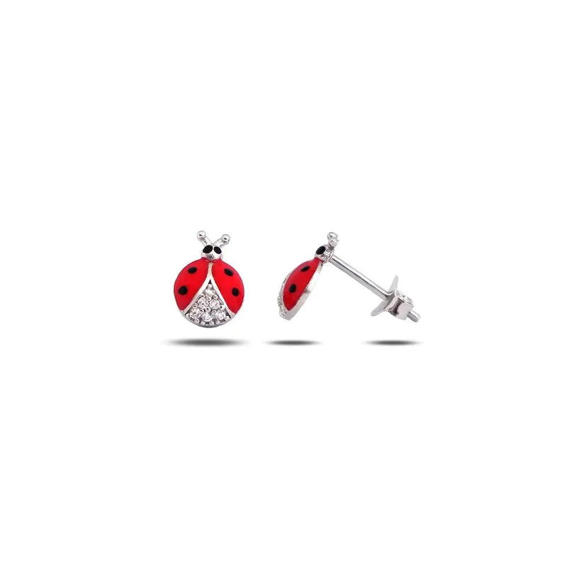 Ladybug 925 Sterling Silver Kids Earrings