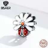 925 Sterling Silver Ladybug & Daisy Flower Beads Charms for DIY Bracelets
