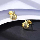 Ladybug Stud Earrings 925 Silver CZ Zircon Small Girl Earrings