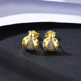 Ladybug Stud Earrings 925 Silver CZ Zircon Small Girl Earrings
