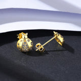 Ladybug Stud Earrings 925 Silver CZ Zircon Small Girl Earrings