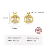 Ladybug Stud Earrings 925 Silver CZ Zircon Small Girl Earrings