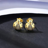 Ladybug Stud Earrings 925 Silver CZ Zircon Small Girl Earrings
