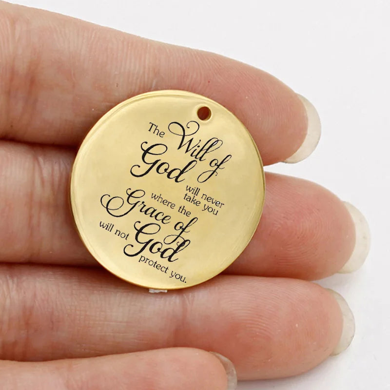 Ladyfun God Grace Pendant Charm The Will of God Quote Charms
