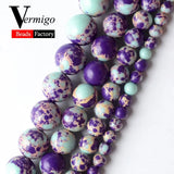 Purple Sediment Jasper Round Spacer Beads 4-10mm 15''