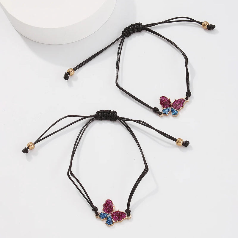 Butterfly Pattern Bracelet Resin Rope Adjustable Jewelry B1283