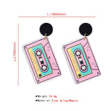 Cassette Tape Disco Earrings Drop Dangle Women 90s Party Ear Jewelry
